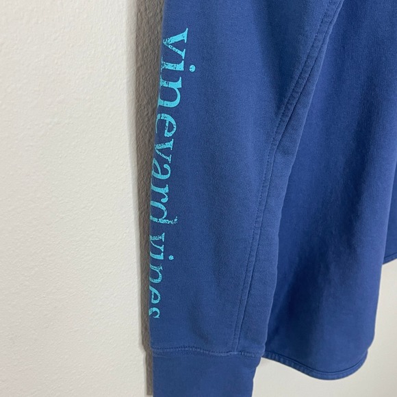 Vineyard Vines Mens Medium Blue Turquoise Whale Logo Quarter Zip Pullover - Picture 7 of 8